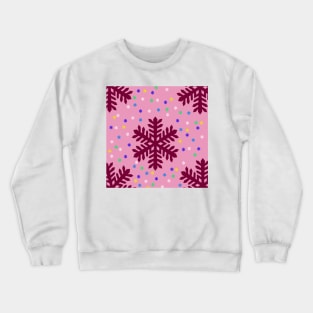 red marron colorful snowflakes background Crewneck Sweatshirt